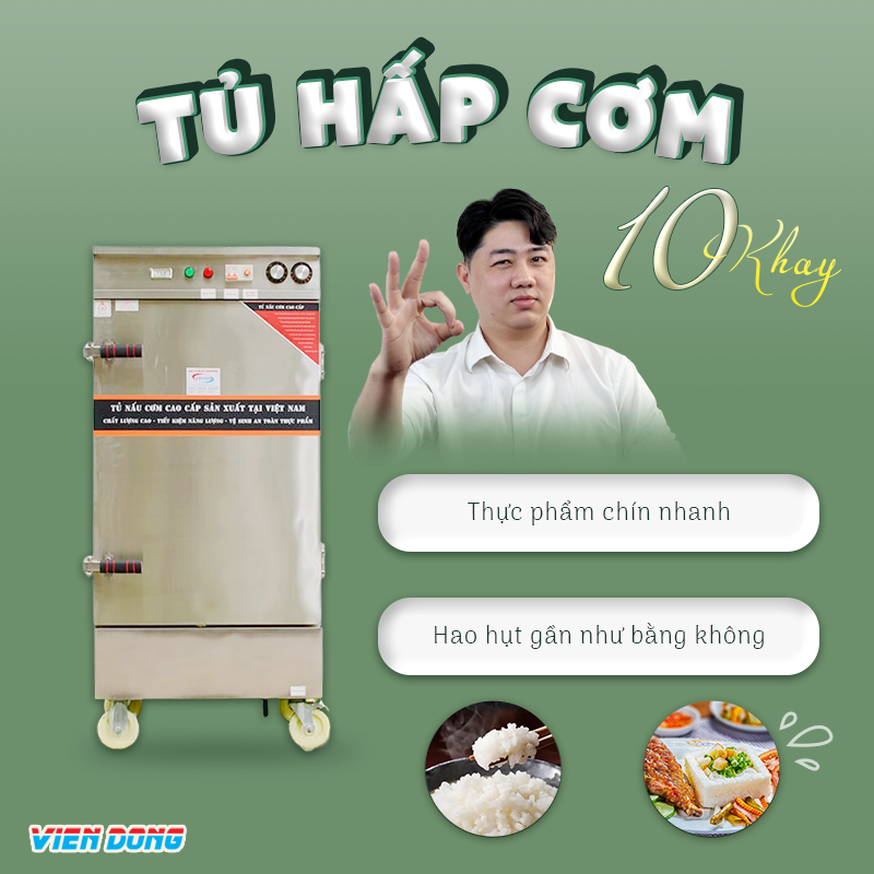 Tủ hấp cơm 10 khay 