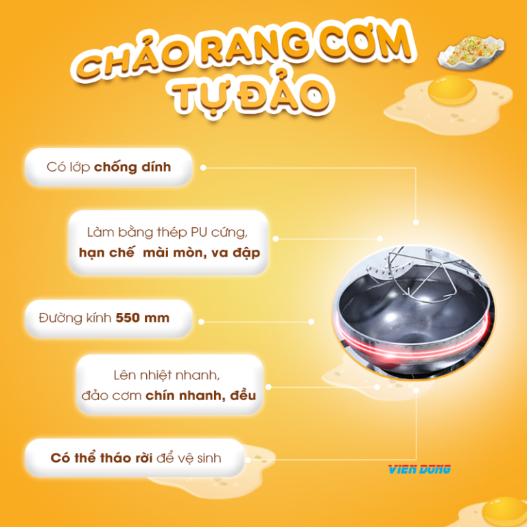 Chảo rang tự đảo - Chỉ 7-10 phút cho một mẻ cơm rang 25 suất