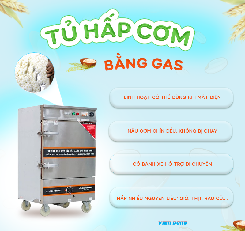 Tủ nấu cơm công nghiệp bằng gas